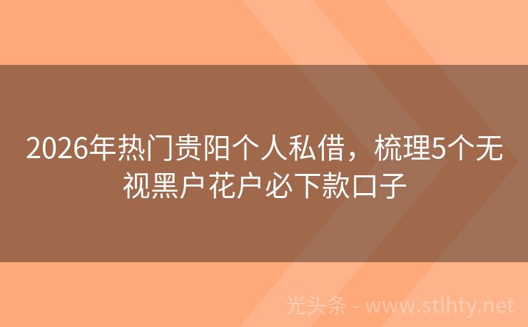 2026年热门贵阳个人私借，梳理5个无视黑户花户必下款口子