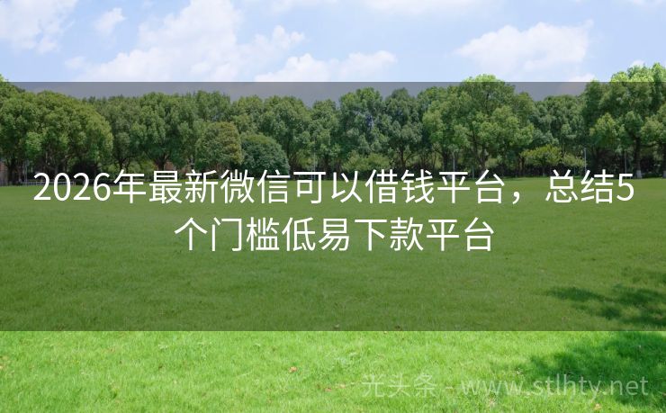 2026年最新微信可以借钱平台，总结5个门槛低易下款平台