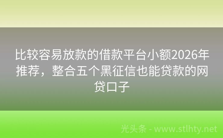 比较容易放款的借款平台小额2026年推荐，整合五个黑征信也能贷款的网贷口子