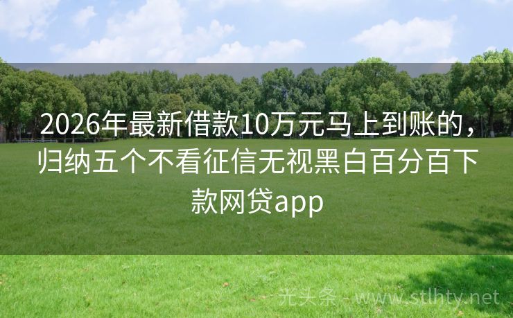 2026年最新借款10万元马上到账的，归纳五个不看征信无视黑白百分百下款网贷app