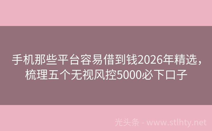 手机那些平台容易借到钱2026年精选，梳理五个无视风控5000必下口子