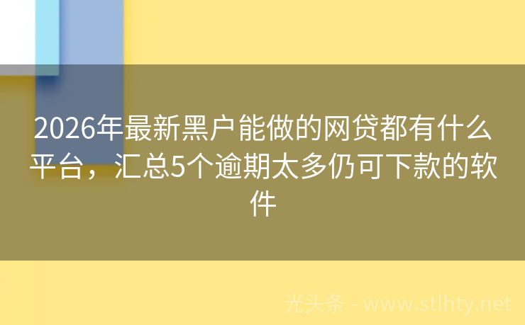 2026年最新黑户能做的网贷都有什么平台，汇总5个逾期太多仍可下款的软件