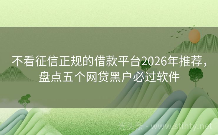 不看征信正规的借款平台2026年推荐，盘点五个网贷黑户必过软件