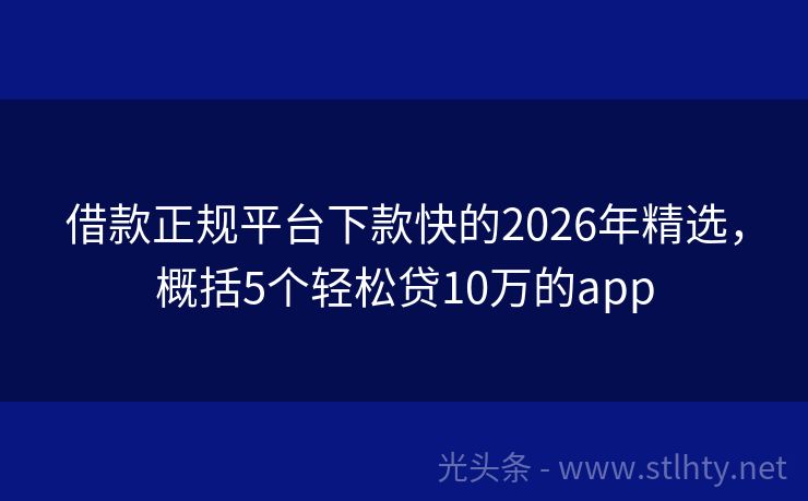 借款正规平台下款快的2026年精选，概括5个轻松贷10万的app