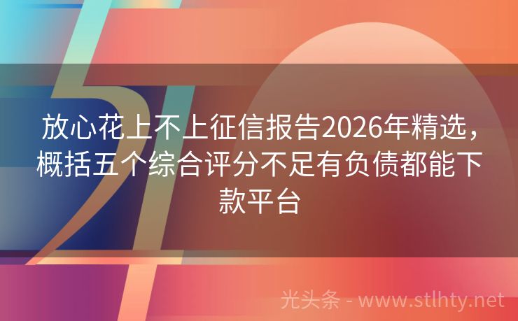 放心花上不上征信报告2026年精选，概括五个综合评分不足有负债都能下款平台