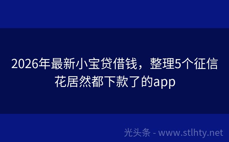 2026年最新小宝贷借钱，整理5个征信花居然都下款了的app