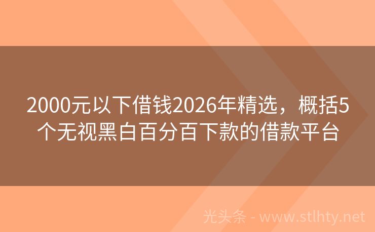 2000元以下借钱2026年精选，概括5个无视黑白百分百下款的借款平台