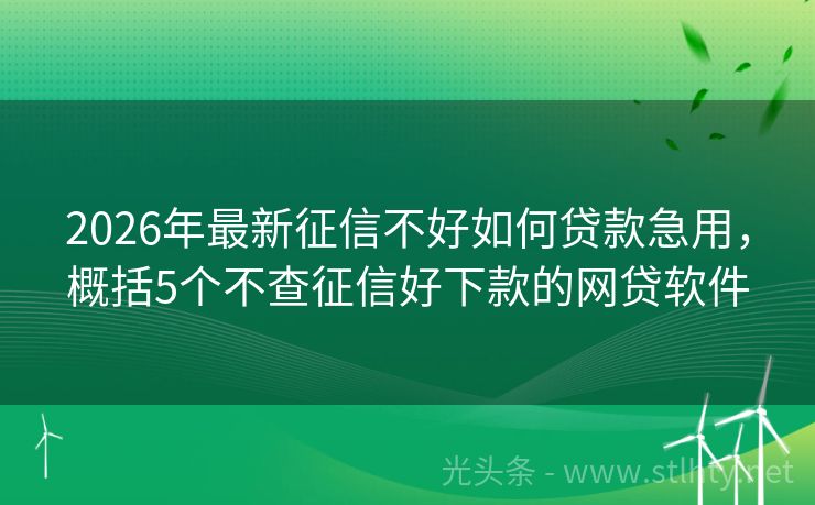 2026年最新征信不好如何贷款急用，概括5个不查征信好下款的网贷软件