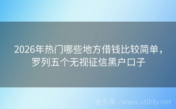 2026年热门哪些地方借钱比较简单，罗列五个无视征信黑户口子