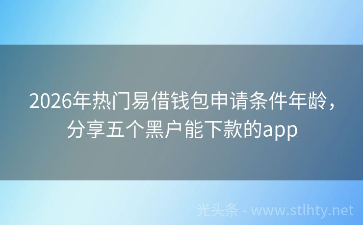 2026年热门易借钱包申请条件年龄，分享五个黑户能下款的app
