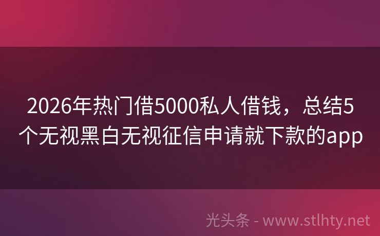 2026年热门借5000私人借钱，总结5个无视黑白无视征信申请就下款的app