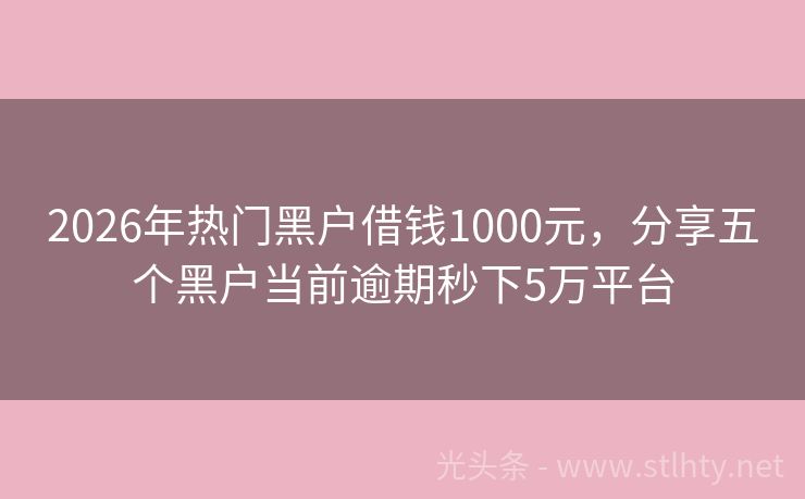 2026年热门黑户借钱1000元，分享五个黑户当前逾期秒下5万平台