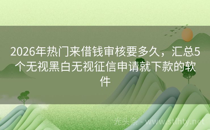 2026年热门来借钱审核要多久，汇总5个无视黑白无视征信申请就下款的软件