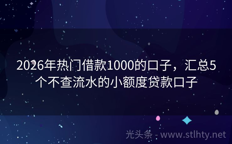 2026年热门借款1000的口子，汇总5个不查流水的小额度贷款口子