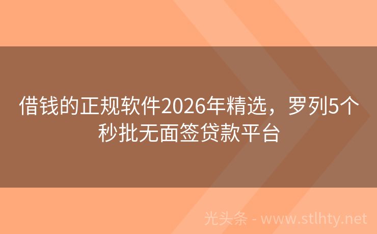借钱的正规软件2026年精选，罗列5个秒批无面签贷款平台