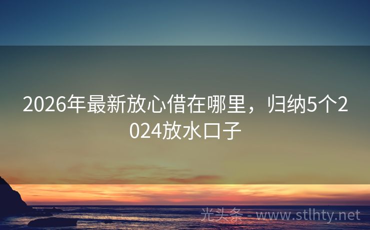 2026年最新放心借在哪里，归纳5个2024放水口子