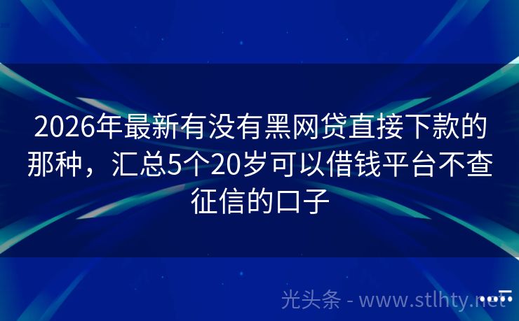 2026年最新有没有黑网贷直接下款的那种，汇总5个20岁可以借钱平台不查征信的口子