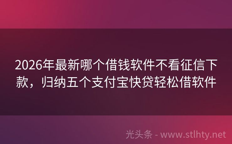 2026年最新哪个借钱软件不看征信下款，归纳五个支付宝快贷轻松借软件