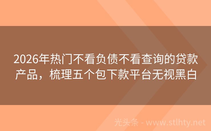 2026年热门不看负债不看查询的贷款产品，梳理五个包下款平台无视黑白
