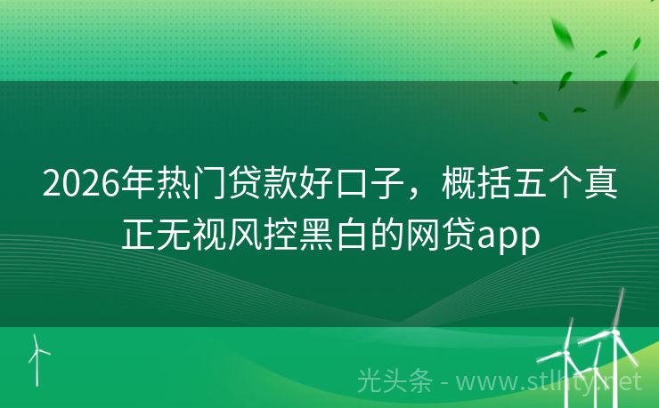 2026年热门贷款好口子，概括五个真正无视风控黑白的网贷app