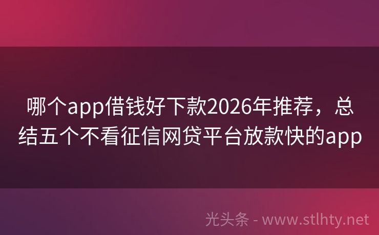 哪个app借钱好下款2026年推荐，总结五个不看征信网贷平台放款快的app