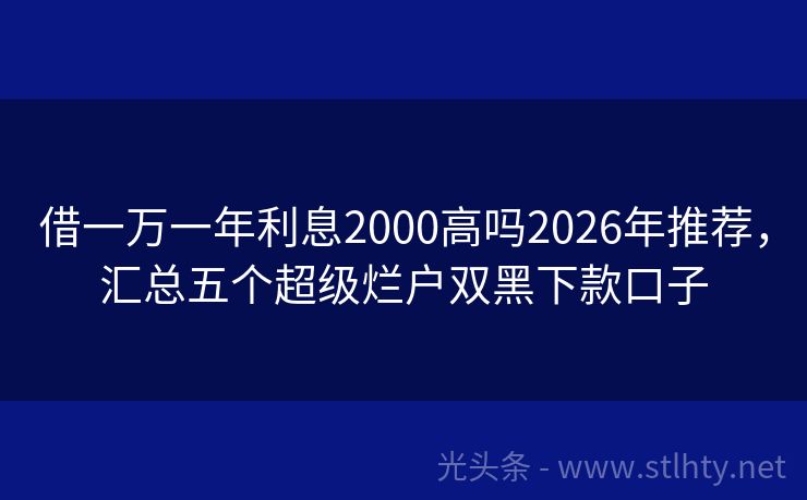 借一万一年利息2000高吗2026年推荐，汇总五个超级烂户双黑下款口子