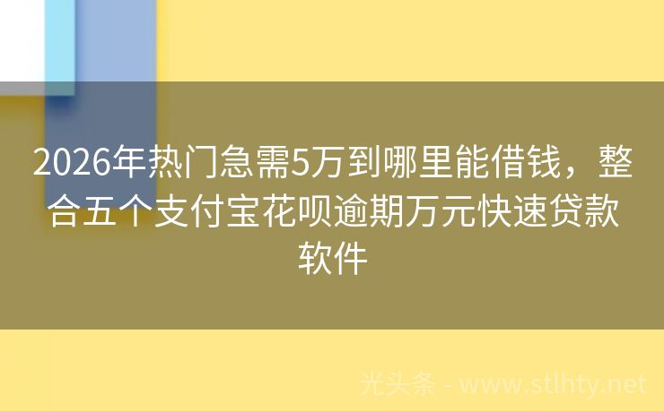 2026年热门急需5万到哪里能借钱，整合五个支付宝花呗逾期万元快速贷款软件