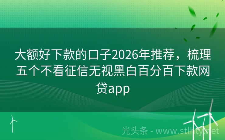 大额好下款的口子2026年推荐，梳理五个不看征信无视黑白百分百下款网贷app