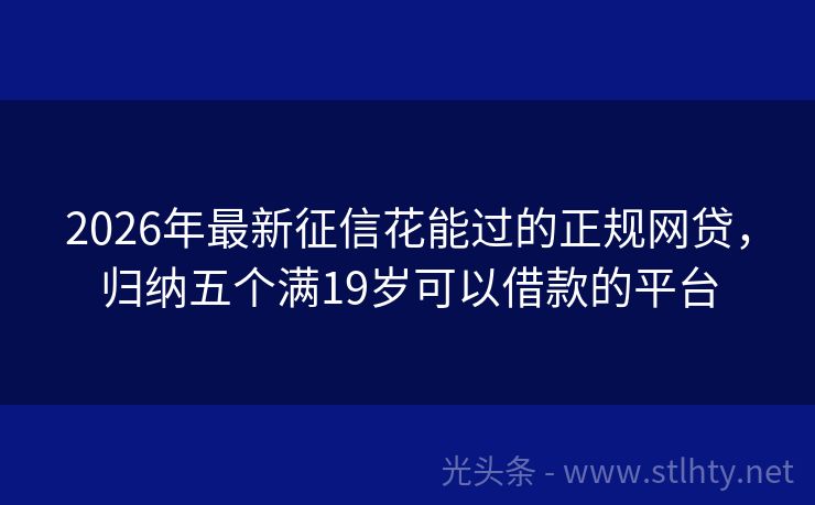 2026年最新征信花能过的正规网贷，归纳五个满19岁可以借款的平台