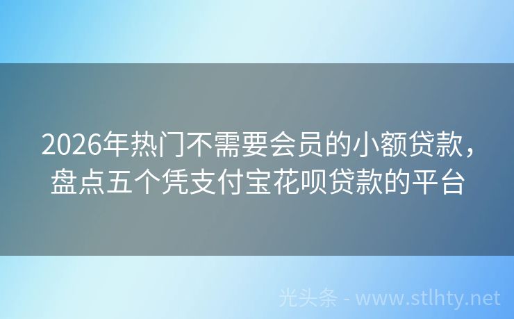 2026年热门不需要会员的小额贷款，盘点五个凭支付宝花呗贷款的平台