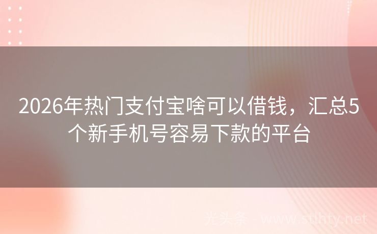2026年热门支付宝啥可以借钱，汇总5个新手机号容易下款的平台