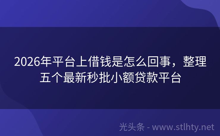 2026年平台上借钱是怎么回事，整理五个最新秒批小额贷款平台