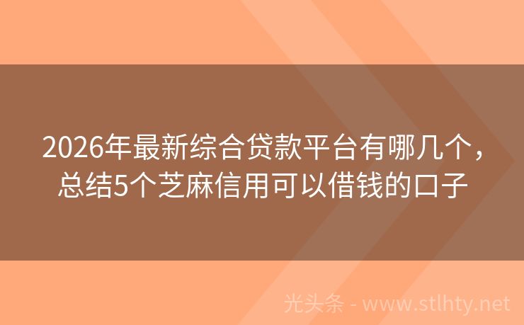 2026年最新综合贷款平台有哪几个，总结5个芝麻信用可以借钱的口子