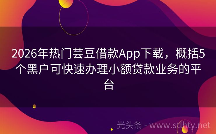 2026年热门芸豆借款App下载，概括5个黑户可快速办理小额贷款业务的平台