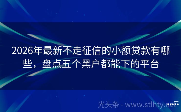 2026年最新不走征信的小额贷款有哪些，盘点五个黑户都能下的平台