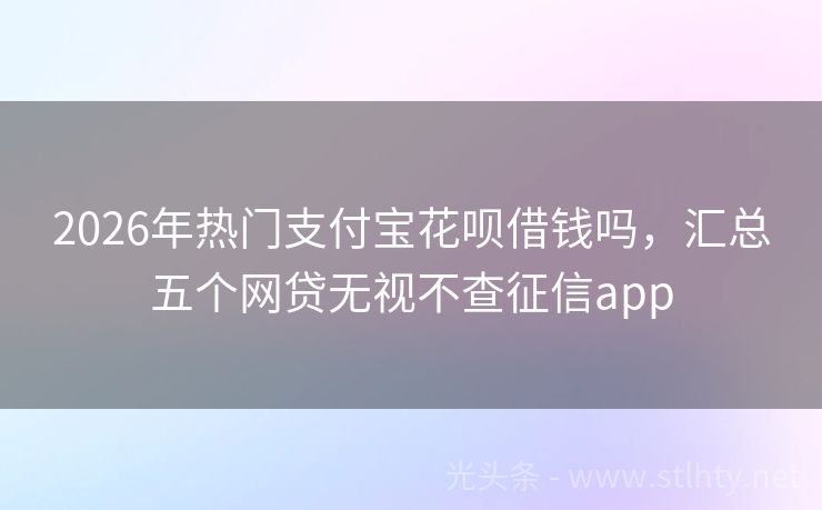 2026年热门支付宝花呗借钱吗，汇总五个网贷无视不查征信app