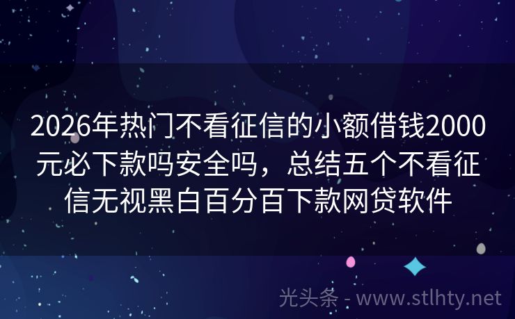 2026年热门不看征信的小额借钱2000元必下款吗安全吗，总结五个不看征信无视黑白百分百下款网贷软件