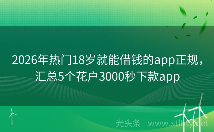 2026年热门18岁就能借钱的app正规，汇总5个花户3000秒下款app