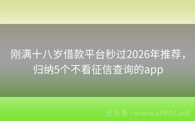 刚满十八岁借款平台秒过2026年推荐，归纳5个不看征信查询的app