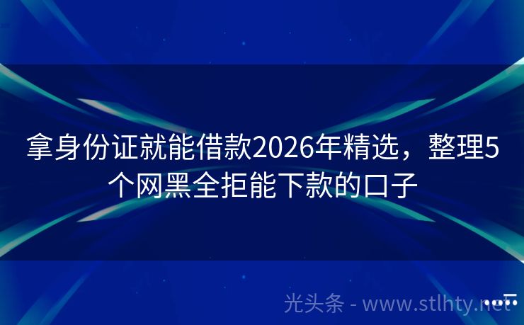 拿身份证就能借款2026年精选，整理5个网黑全拒能下款的口子
