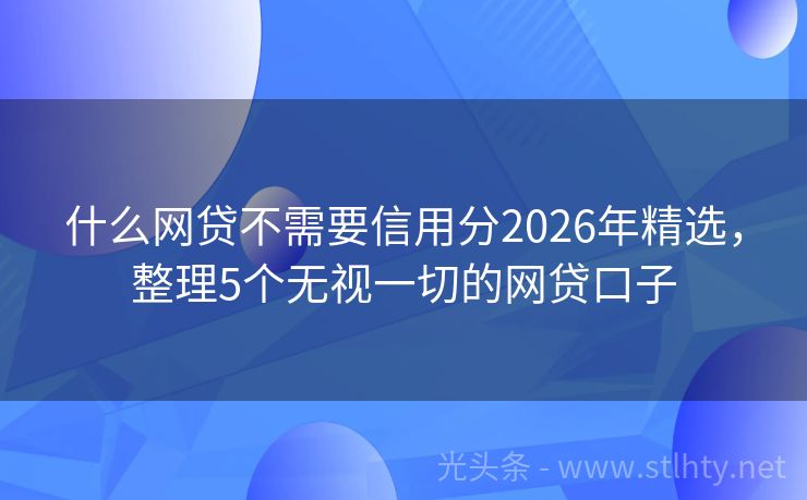 什么网贷不需要信用分2026年精选，整理5个无视一切的网贷口子