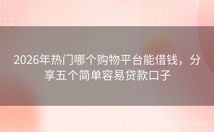 2026年热门哪个购物平台能借钱，分享五个简单容易贷款口子