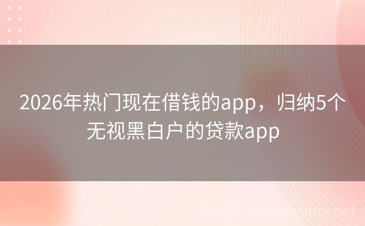 2026年热门现在借钱的app，归纳5个无视黑白户的贷款app