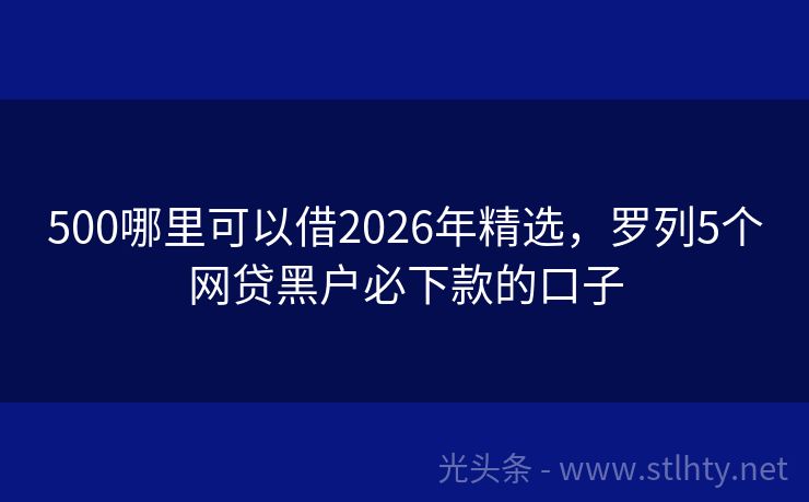 500哪里可以借2026年精选，罗列5个网贷黑户必下款的口子
