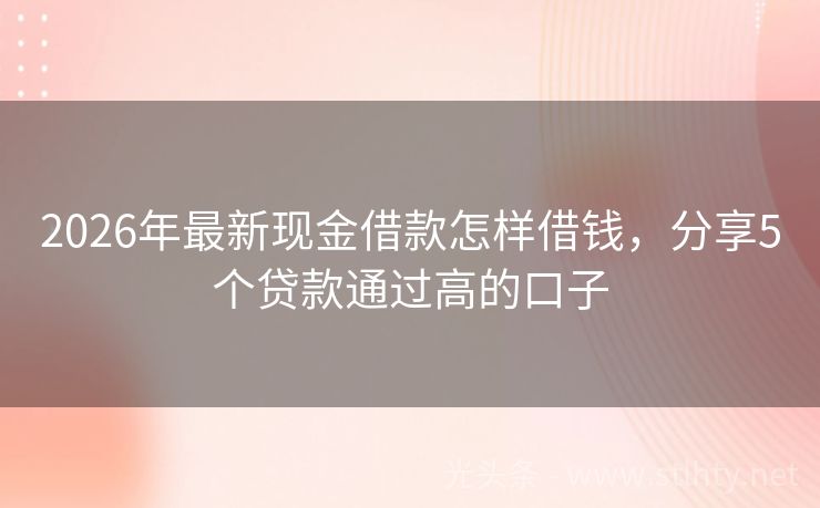 2026年最新现金借款怎样借钱，分享5个贷款通过高的口子