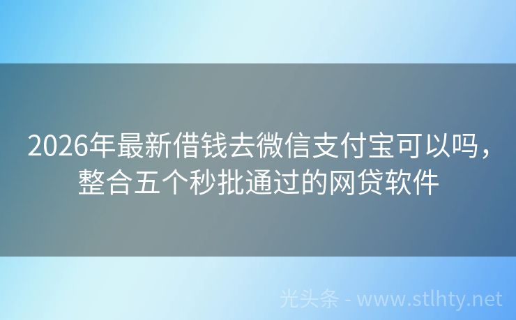 2026年最新借钱去微信支付宝可以吗，整合五个秒批通过的网贷软件