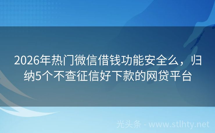 2026年热门微信借钱功能安全么，归纳5个不查征信好下款的网贷平台