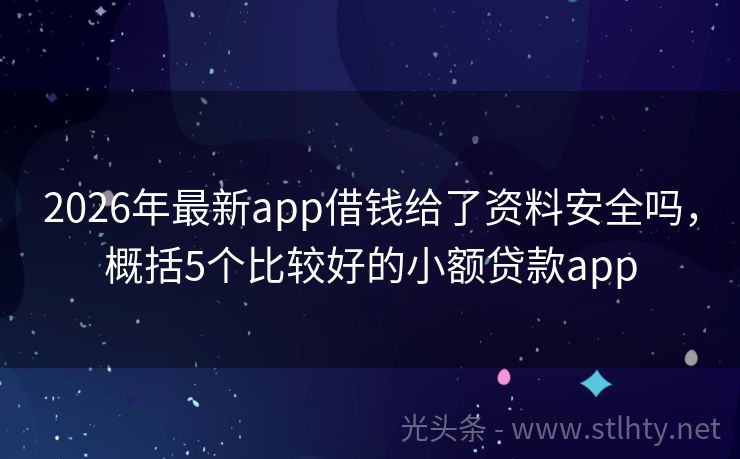 2026年最新app借钱给了资料安全吗，概括5个比较好的小额贷款app