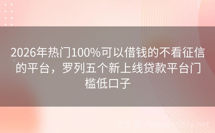 2026年热门100%可以借钱的不看征信的平台，罗列五个新上线贷款平台门槛低口子