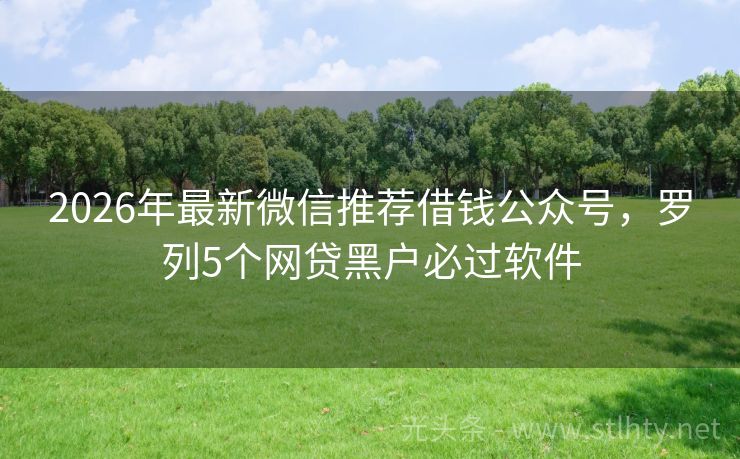2026年最新微信推荐借钱公众号，罗列5个网贷黑户必过软件